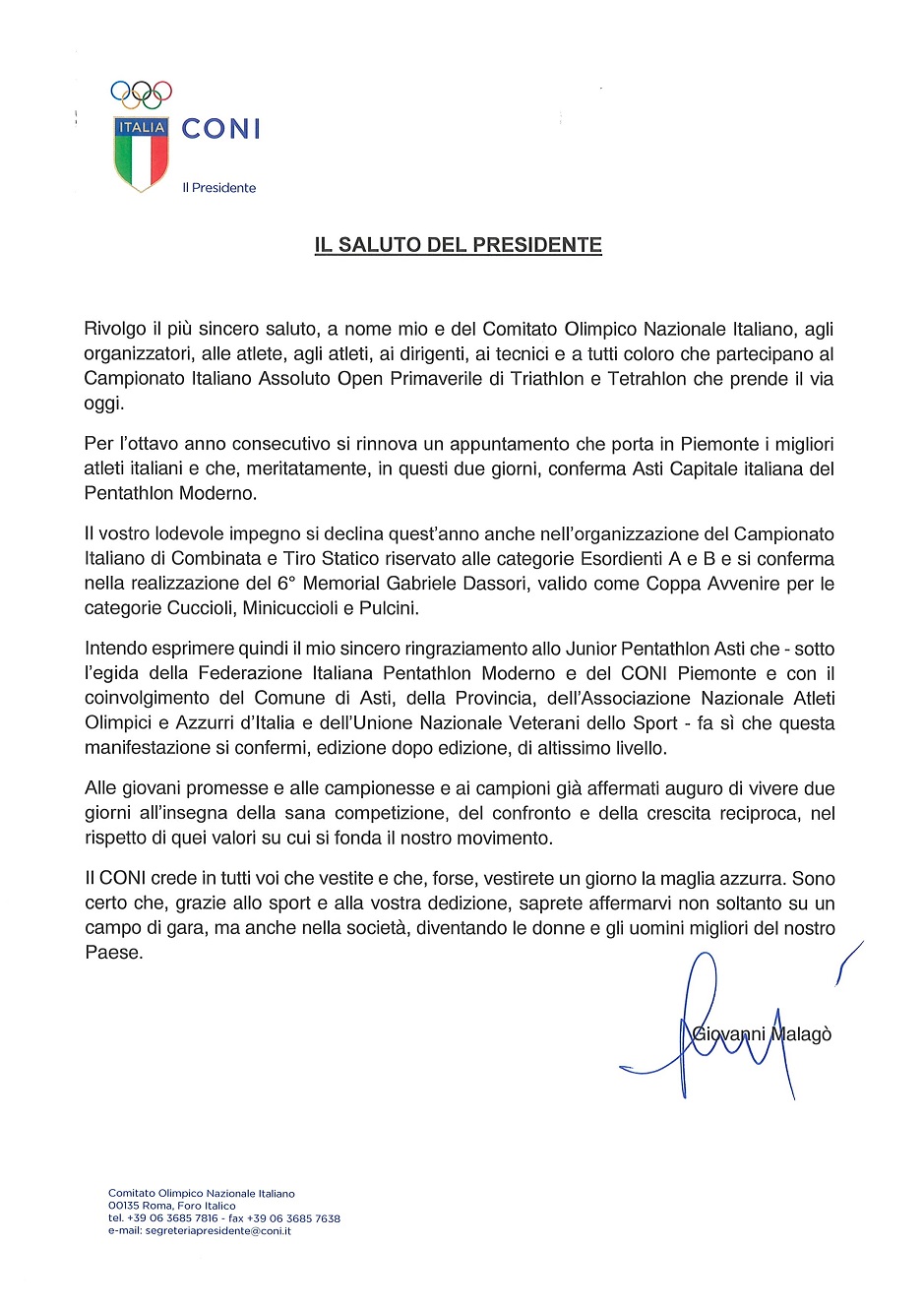 lettera malagò
